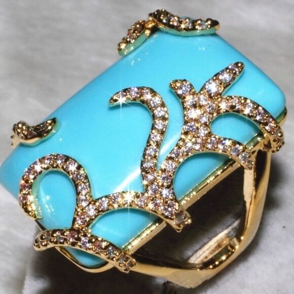 Char LaLa Designs Turquoise and Gold Plated Ring. - Picture 1 of 2